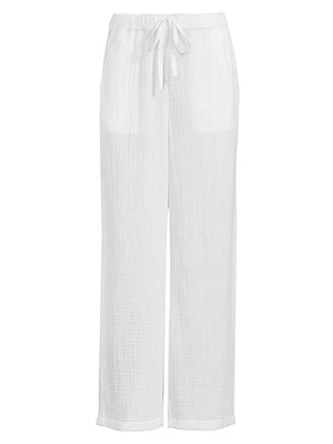 Gauze Cotton Wide-Leg Pants