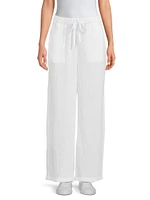 Gauze Cotton Wide-Leg Pants