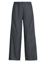 Cotton Wide-Leg Crop Pants