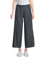 Cotton Wide-Leg Crop Pants