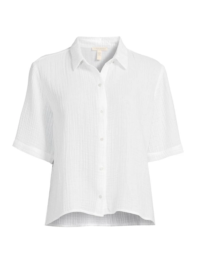 Gauze Cotton Short-Sleeve Shirt