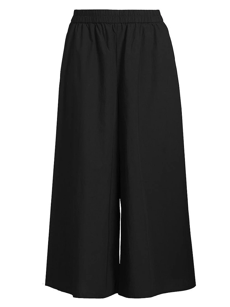 Cotton Wide-Leg Crop Pants