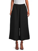 Cotton Wide-Leg Crop Pants