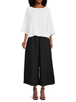 Cotton Wide-Leg Crop Pants