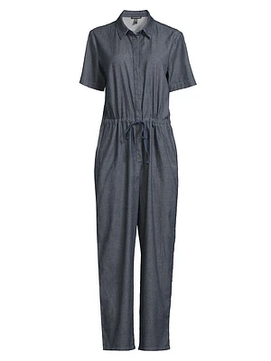 Cotton Drawstring Ankle Jumpsuit