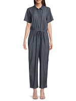 Cotton Drawstring Ankle Jumpsuit