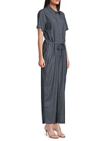 Cotton Drawstring Ankle Jumpsuit