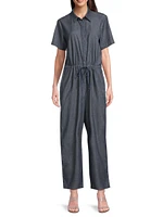 Cotton Drawstring Ankle Jumpsuit