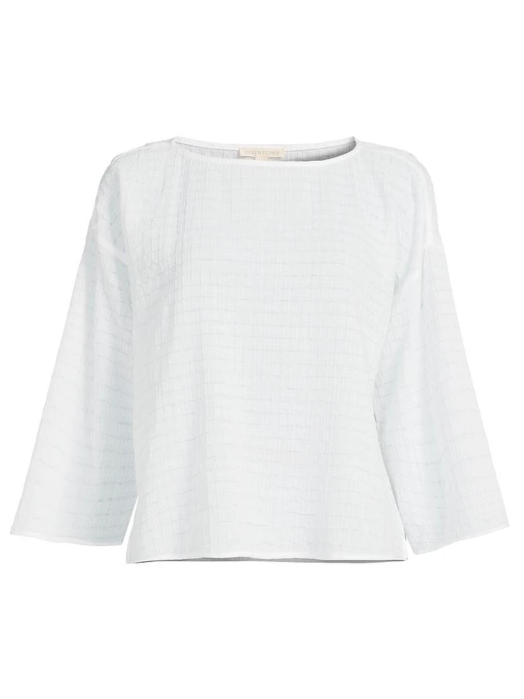 Checkered Cotton Bateau Top