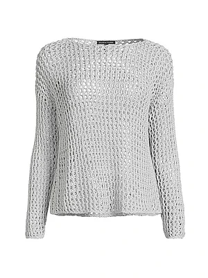 Cotton Crochet Long-Sleeve Top