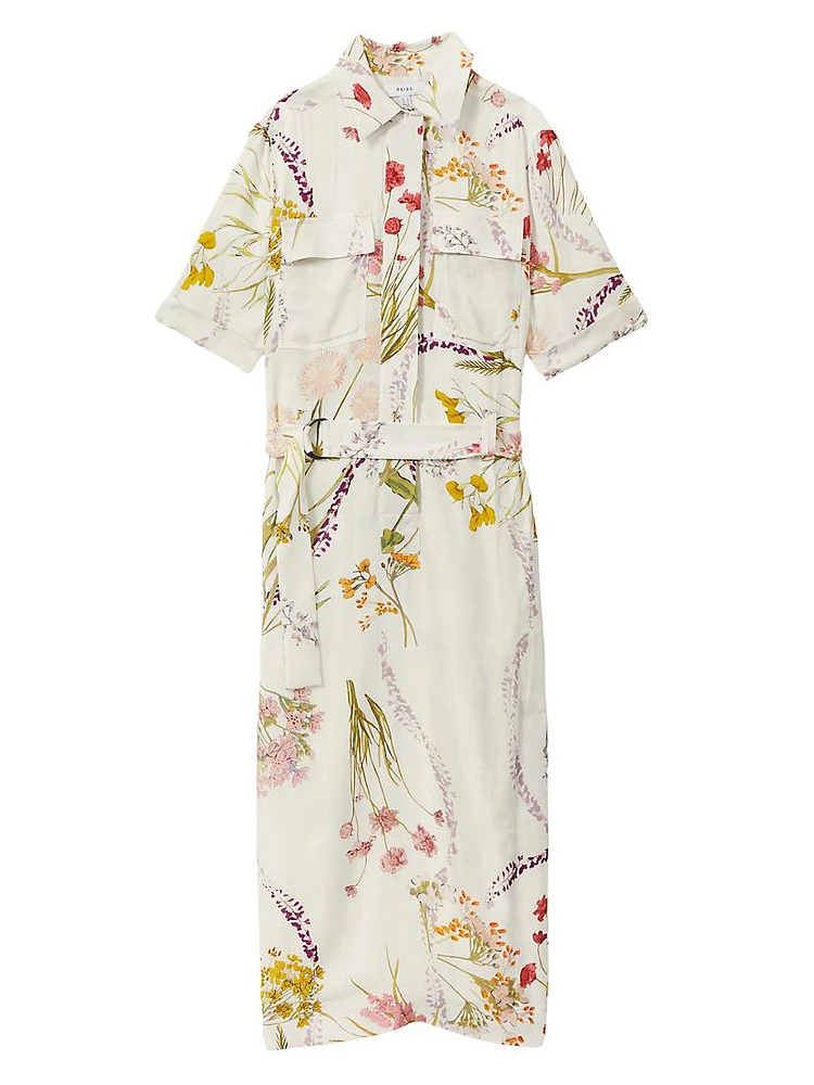 Faya Floral Tie-Waist Shirtdress