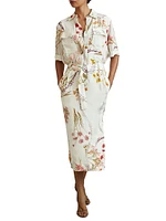 Faya Floral Tie-Waist Shirtdress