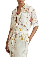 Faya Floral Tie-Waist Shirtdress