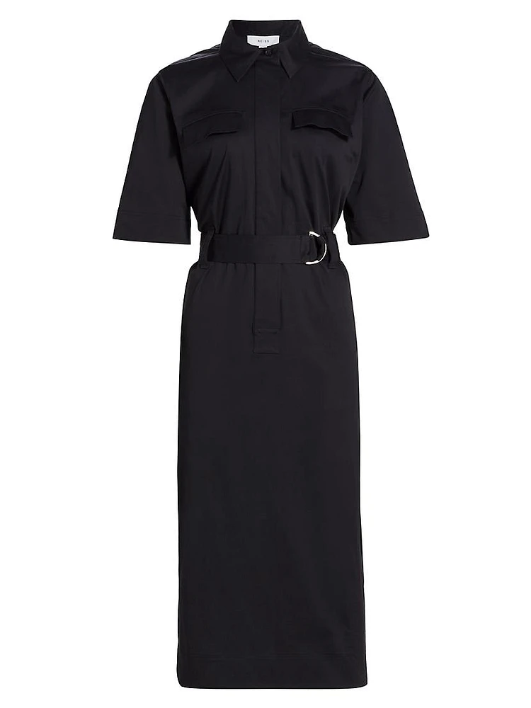 Aimie Belted Stretch Poplin Shirtdress