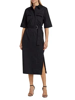 Aimie Belted Stretch Poplin Shirtdress