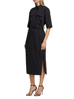 Aimie Belted Stretch Poplin Shirtdress