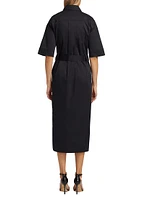 Aimie Belted Stretch Poplin Shirtdress