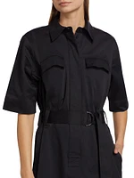 Aimie Belted Stretch Poplin Shirtdress