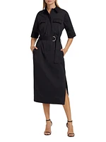 Aimie Belted Stretch Poplin Shirtdress