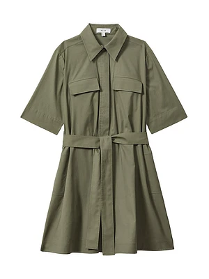 Milly Tie-Waist Mini Shirtdress