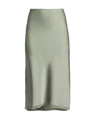 Kat Satin Slip Midi-Skirt