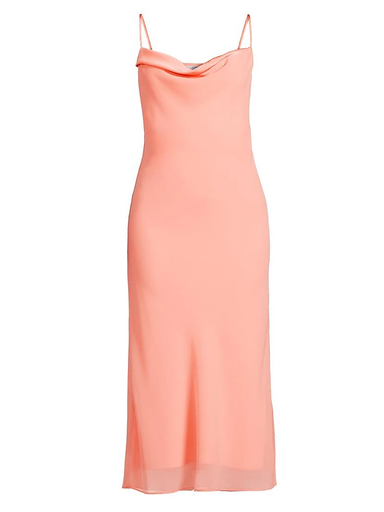 Denise Cowlneck Slip Midi-Dress