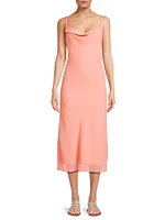 Denise Cowlneck Slip Midi-Dress