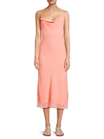 Denise Cowlneck Slip Midi-Dress