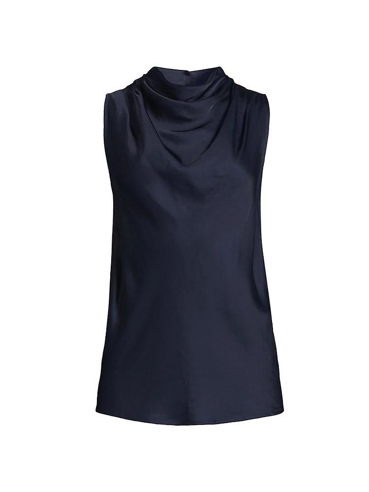 Mika Satin Cowlneck Sleeveless Top