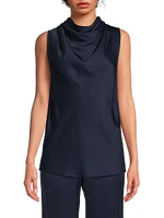 Mika Satin Cowlneck Sleeveless Top