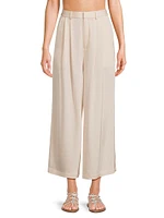 Dean Pleated Wide-Leg Crop Trousers