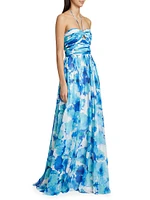 Emilia Floral Chiffon Halterneck Gown