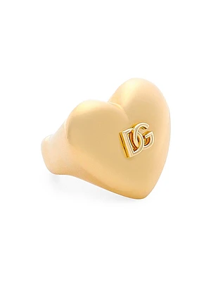 Goldtone Heart Logo Ring