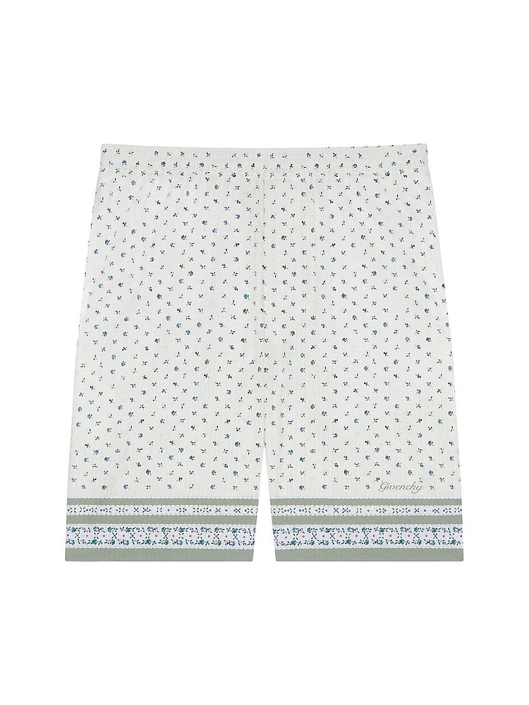 Printed Bermuda Shorts Cotton Seersucker