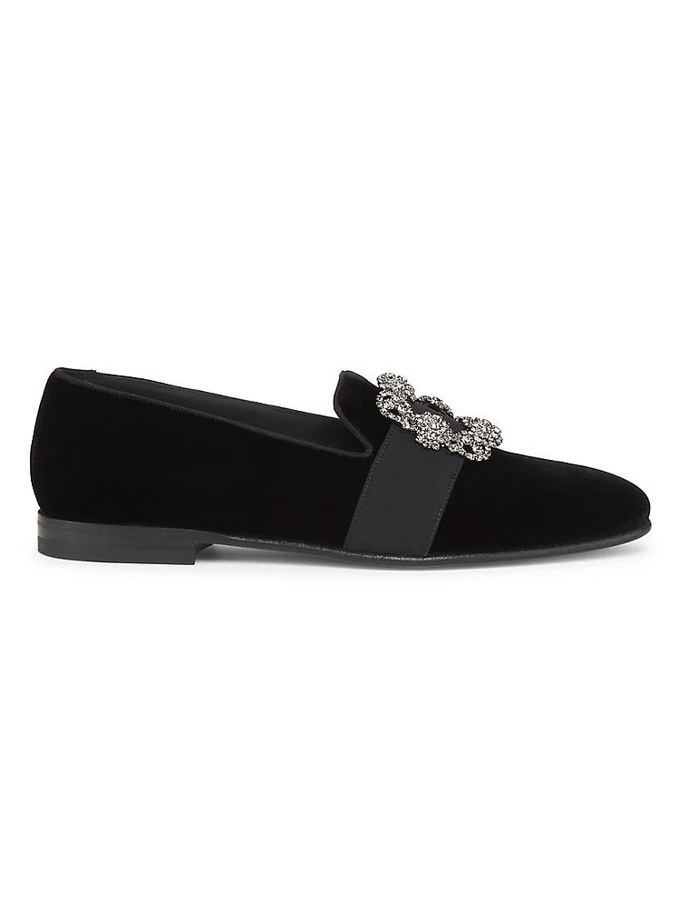 Carlton Jet Embellished Velvet Loafers