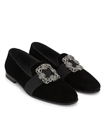 Carlton Jet Embellished Velvet Loafers