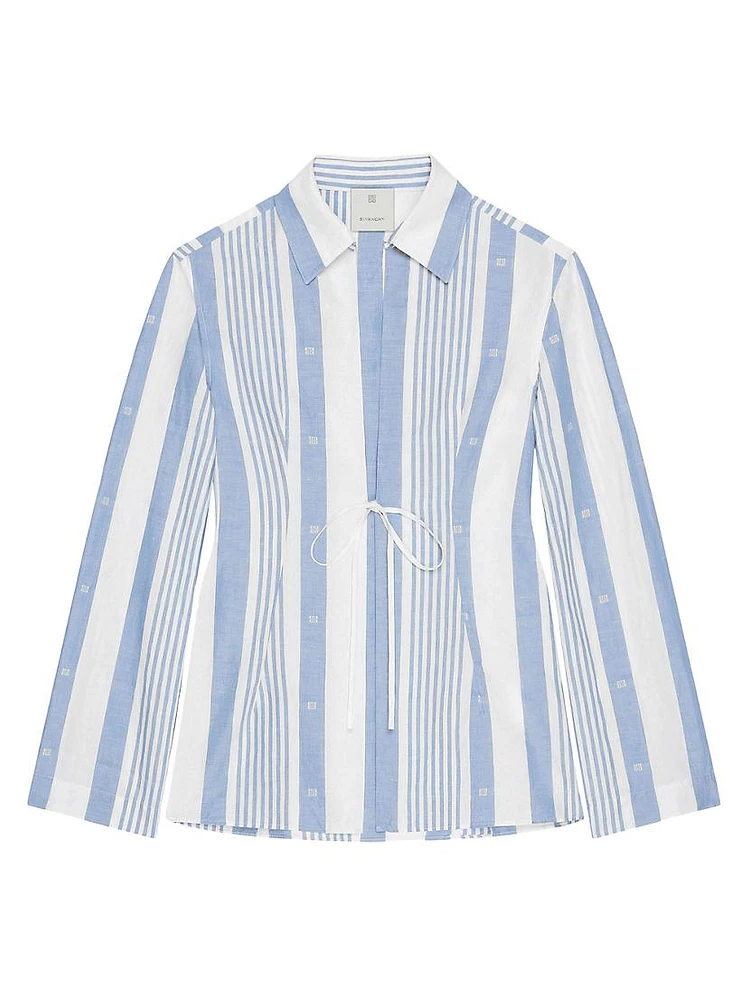 Plage Shirt Cotton and Linen with 4G Stripes