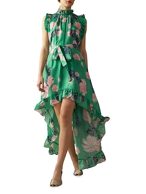 Floral Silk Hi-Lo Dress