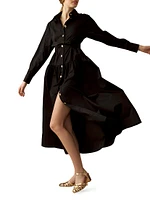 Cotton Button-Front Shirt Dress