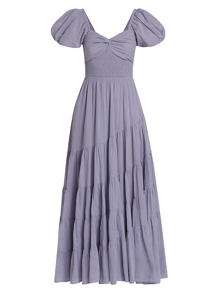 Sundrenched Puff-Sleeve Smocked Maxi Dress