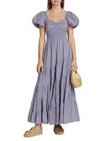 Sundrenched Puff-Sleeve Smocked Maxi Dress