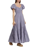 Sundrenched Puff-Sleeve Smocked Maxi Dress