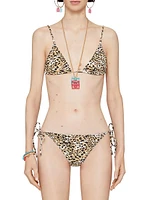 Plage Printed Bikini Top with 4G Detail