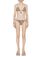 Plage Printed Bikini Top with 4G Detail