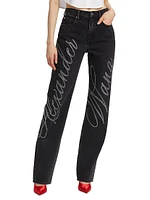 EZ Mid-Rise Relaxed Hotfix Cursive Logo Jeans