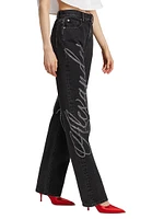 EZ Mid-Rise Relaxed Hotfix Cursive Logo Jeans