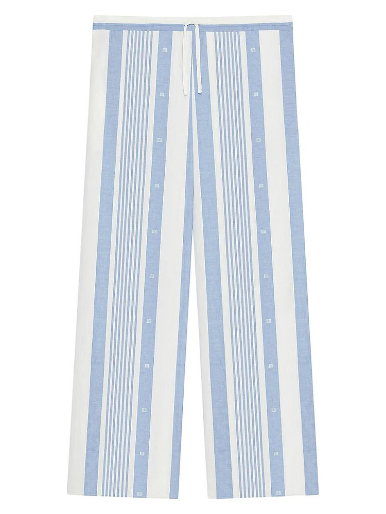 Plage Pants Cotton and Linen with 4G Stripes