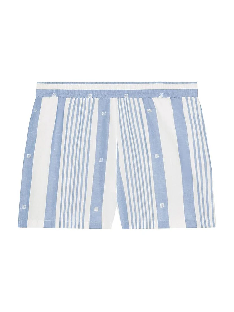 Plage Shorts Cotton and Linen with 4G Stripes