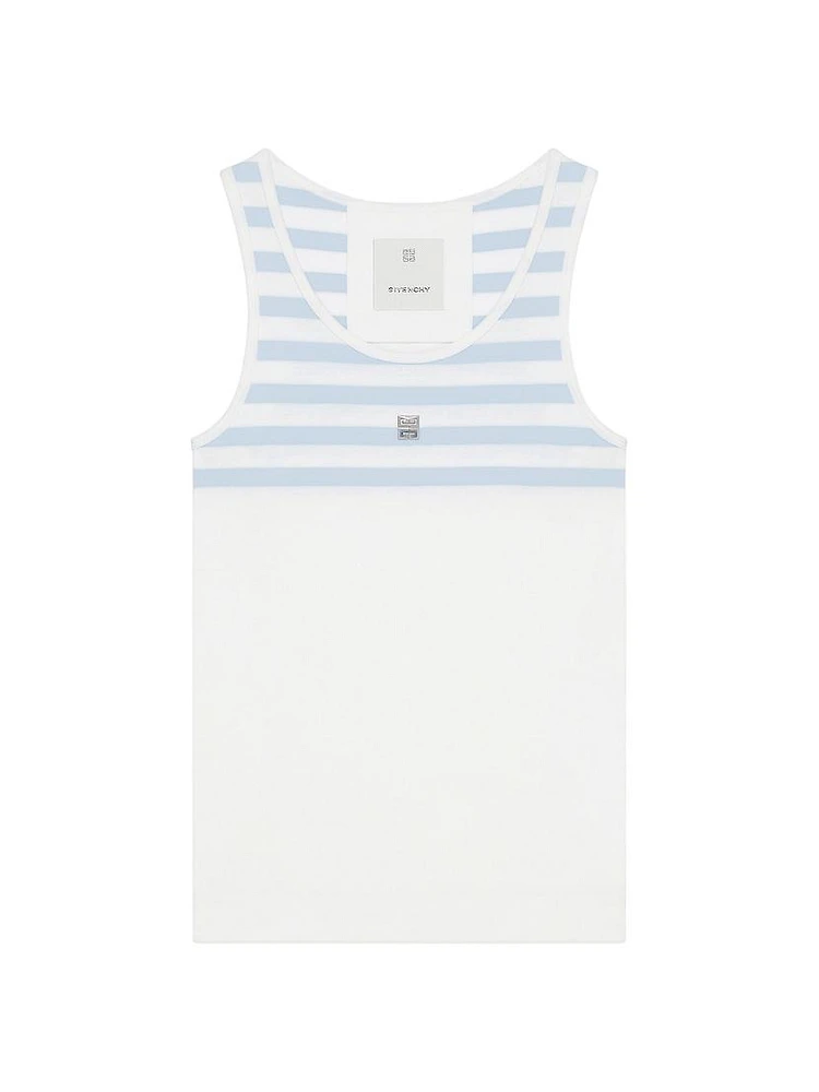 Slim Fit Striped Tank Top Cotton and 4G Detail