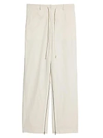 Cotton-Blend Wide-Leg Zip Pants